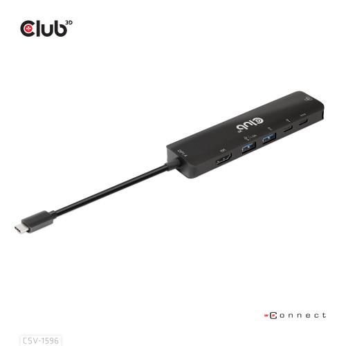 Club 3D CLUB3D CSV-1596 dockningsstationer för bärbara datorer USB 3.2 Gen 1 (3.1 Gen 1) Type-C Svart