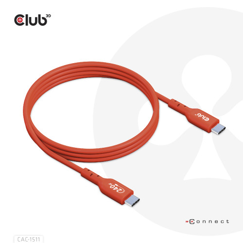 Club 3D CLUB3D CAC-1515 USB-kablar 4 m USB 2.0 USB C Orange, Röd