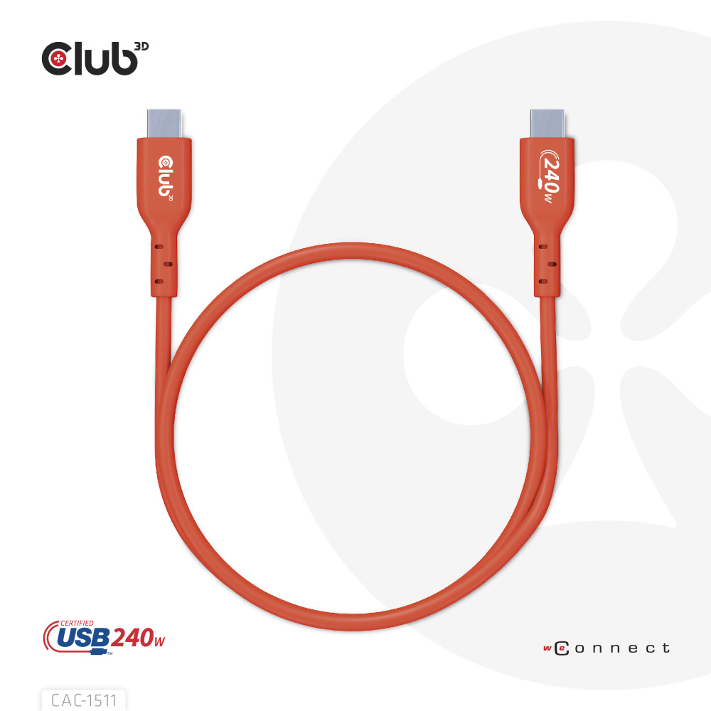 Produktbild för CLUB3D CAC-1515 USB-kablar 4 m USB 2.0 USB C Orange, Röd