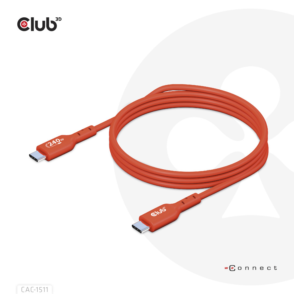 Produktbild för CLUB3D CAC-1515 USB-kablar 4 m USB 2.0 USB C Orange, Röd