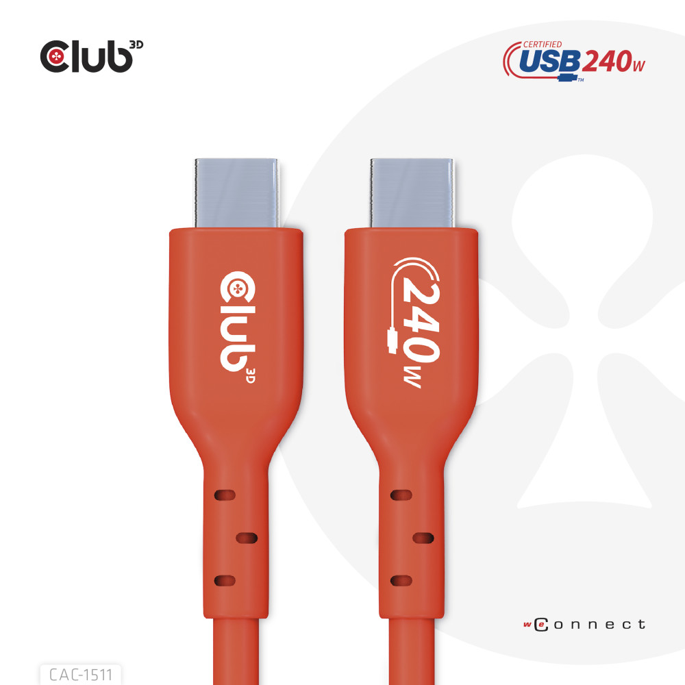 Produktbild för CLUB3D CAC-1515 USB-kablar 4 m USB 2.0 USB C Orange, Röd