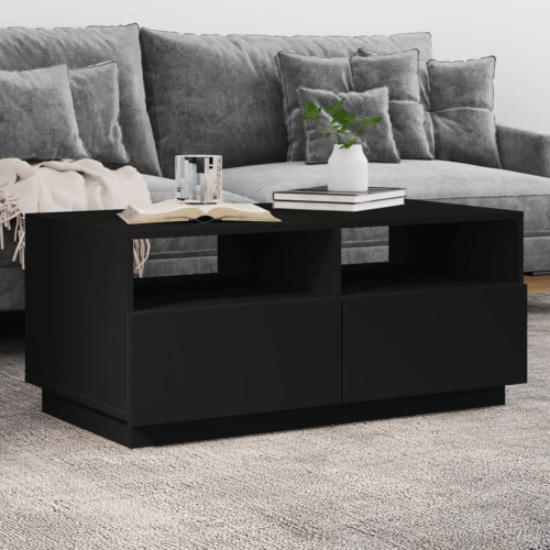 vidaXL Soffbord med LED svart 90x49x40 cm - Soffbord