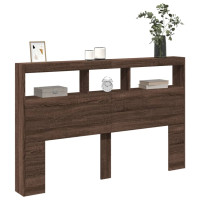 Produktbild för Sänggavel med LED brun ek 160x17x102 cm