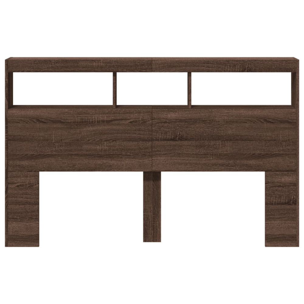 Produktbild för Sänggavel med LED brun ek 160x17x102 cm