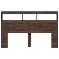 Produktbild för Sänggavel med LED brun ek 160x17x102 cm