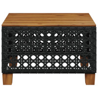 Produktbild för Trädgårdsbord svart 55x55x36 cm konstrotting akaciaträ