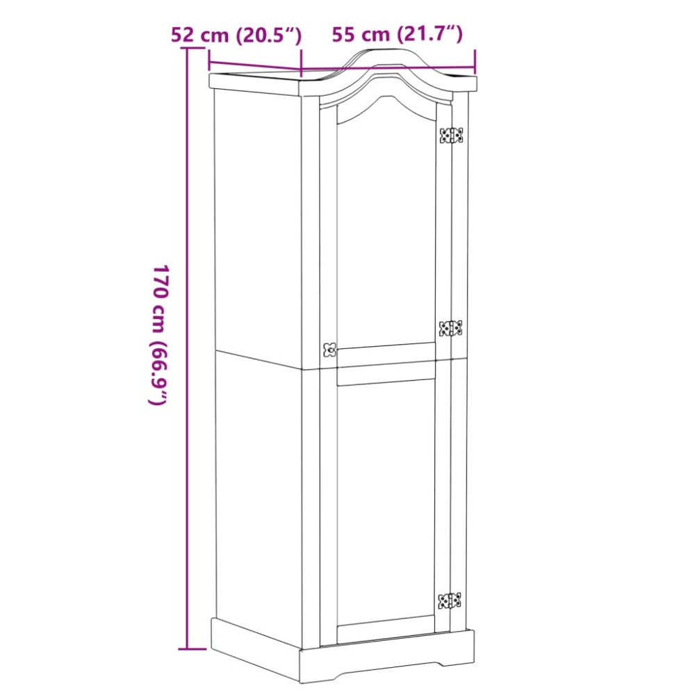Produktbild för Garderob Corona 55x52x170 cm massiv furu