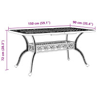 Produktbild för Trädgårdsbord brons 150x90x72 cm gjuten aluminium