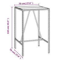 Produktbild för Barbord med glasskiva svart 70x70x110 cm konstrotting