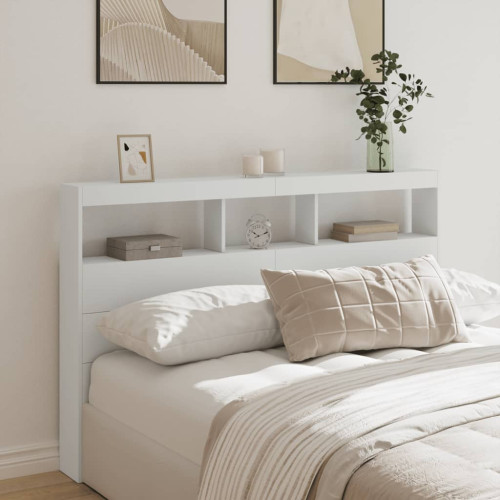 vidaXL Sänggavel med LED vit 160x17x102 cm