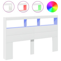 Produktbild för Sänggavel med LED vit 160x17x102 cm