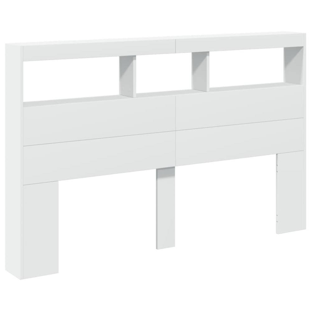 Produktbild för Sänggavel med LED vit 160x17x102 cm