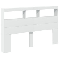 Produktbild för Sänggavel med LED vit 160x17x102 cm