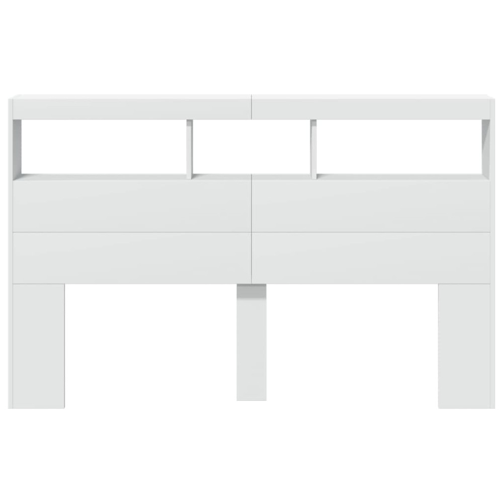 Produktbild för Sänggavel med LED vit 160x17x102 cm