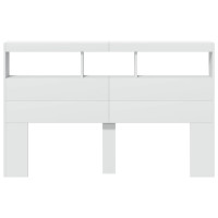 Produktbild för Sänggavel med LED vit 160x17x102 cm