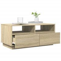 Produktbild för Soffbord med LED sonoma-ek 90x49x40 cm