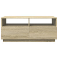 Produktbild för Soffbord med LED sonoma-ek 90x49x40 cm