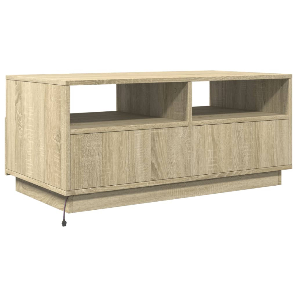 Produktbild för Soffbord med LED sonoma-ek 90x49x40 cm