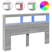 Produktbild för Sänggavel med LED grå sonoma 160x17x102 cm