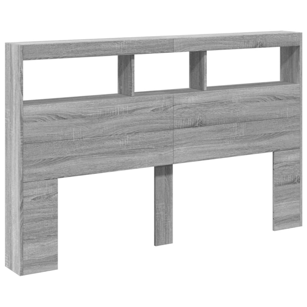 Produktbild för Sänggavel med LED grå sonoma 160x17x102 cm