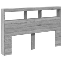 Produktbild för Sänggavel med LED grå sonoma 160x17x102 cm