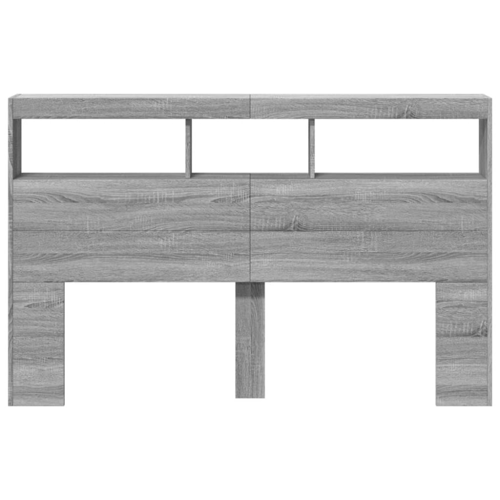 Produktbild för Sänggavel med LED grå sonoma 160x17x102 cm