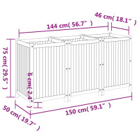 Produktbild för Odlingslåda med foder 150x50x75 cm massivt akaciaträ