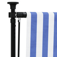 Produktbild för Rullgardin utomhus blå och vit 150x270 cm tyg&stål