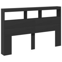 Produktbild för Sänggavel med LED svart 160x17x102 cm