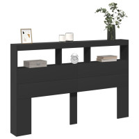 Produktbild för Sänggavel med LED svart 160x17x102 cm
