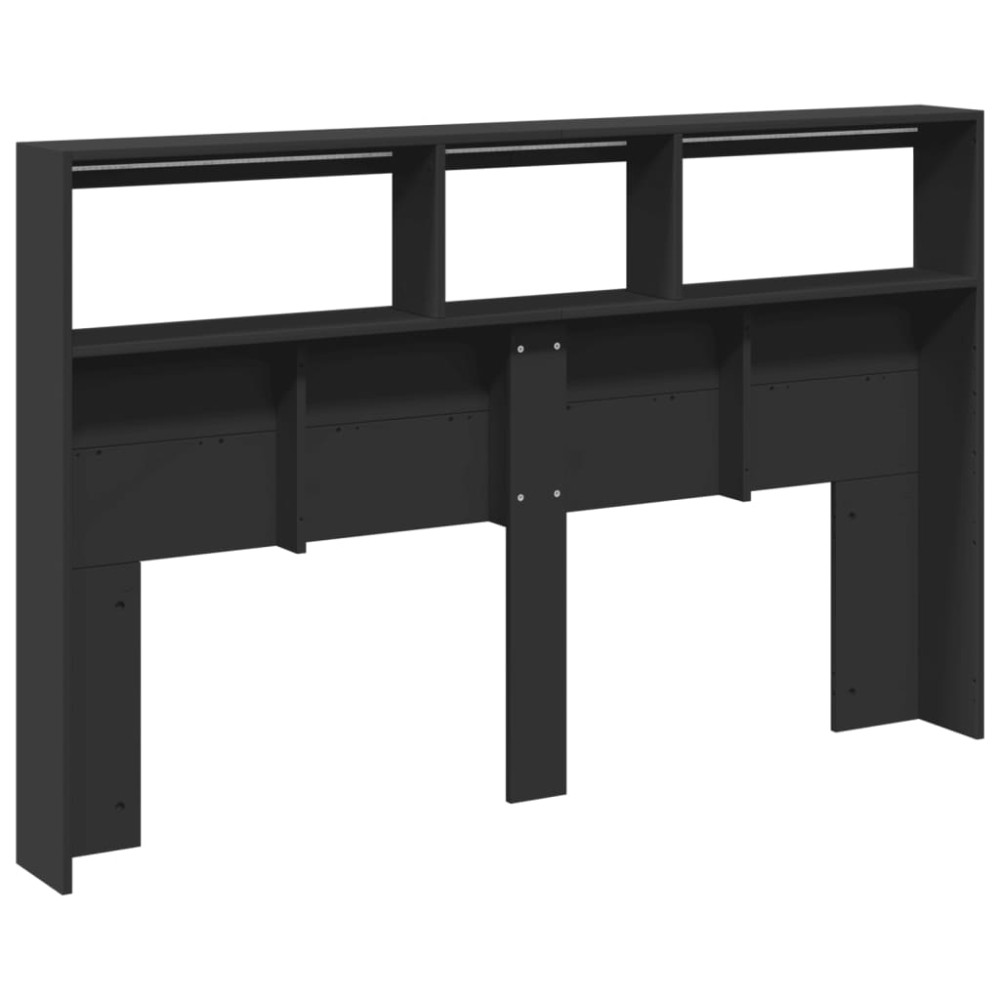Produktbild för Sänggavel med LED svart 160x17x102 cm