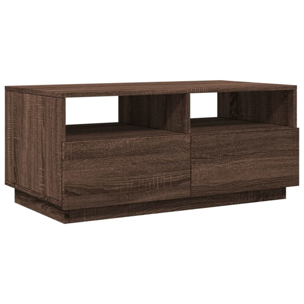 Produktbild för Soffbord med LED brun ek 90x49x40 cm