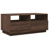 Produktbild för Soffbord med LED brun ek 90x49x40 cm