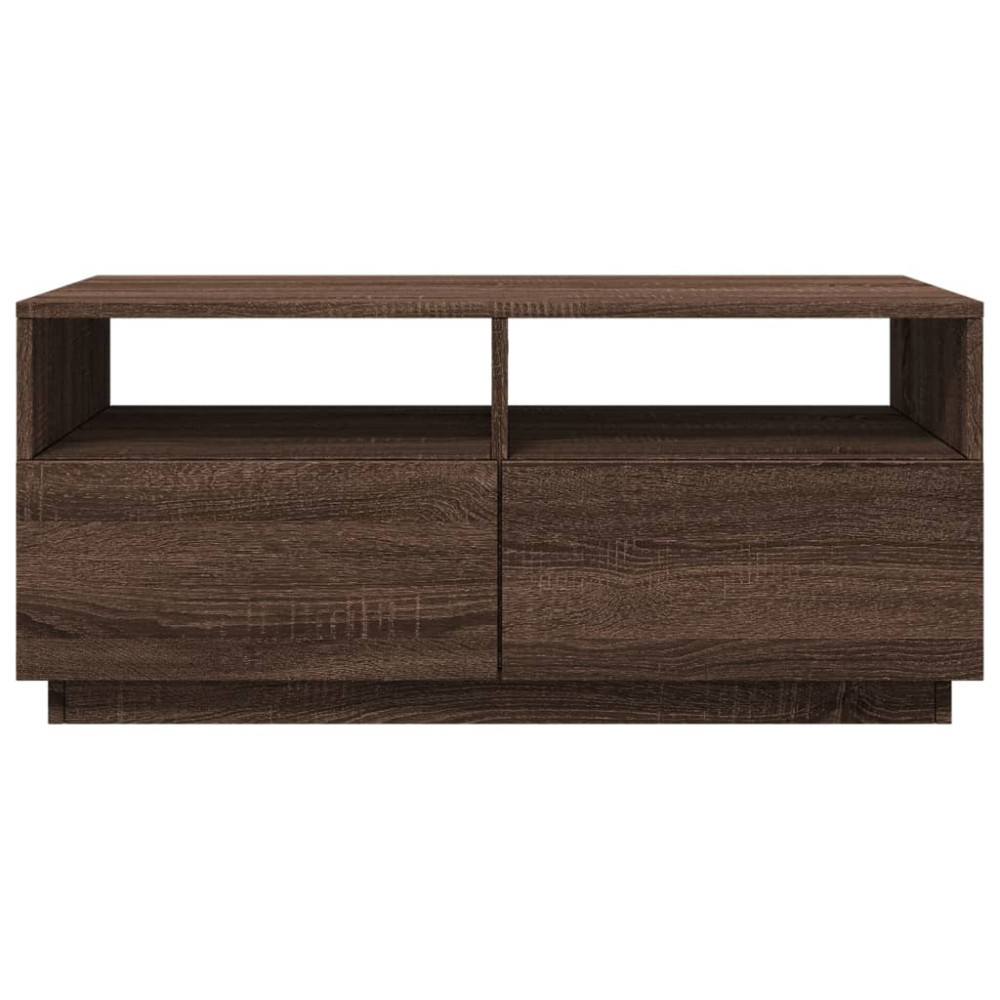 Produktbild för Soffbord med LED brun ek 90x49x40 cm
