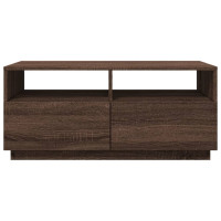 Produktbild för Soffbord med LED brun ek 90x49x40 cm