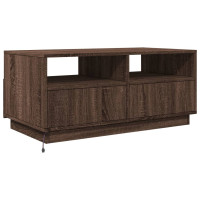 Produktbild för Soffbord med LED brun ek 90x49x40 cm