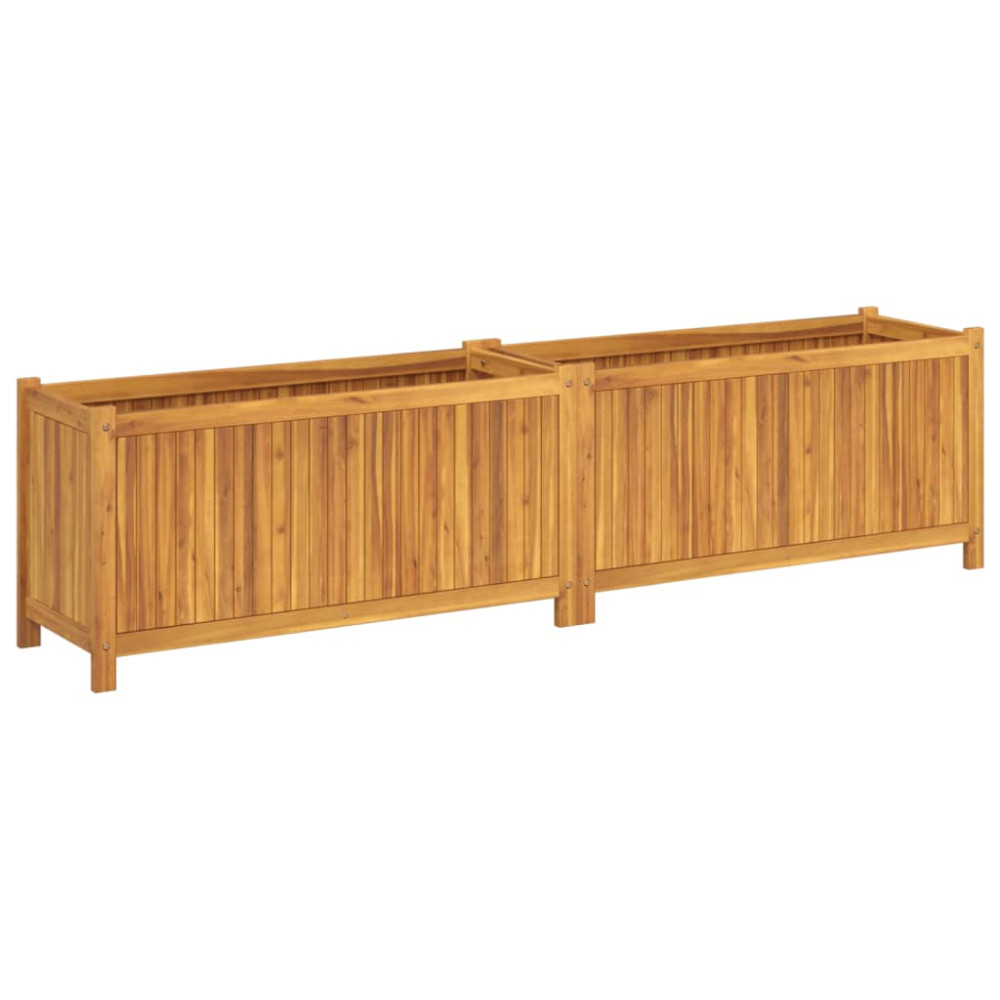 Produktbild för Odlingslåda med foder 199x38,5x50 cm massivt akaciaträ