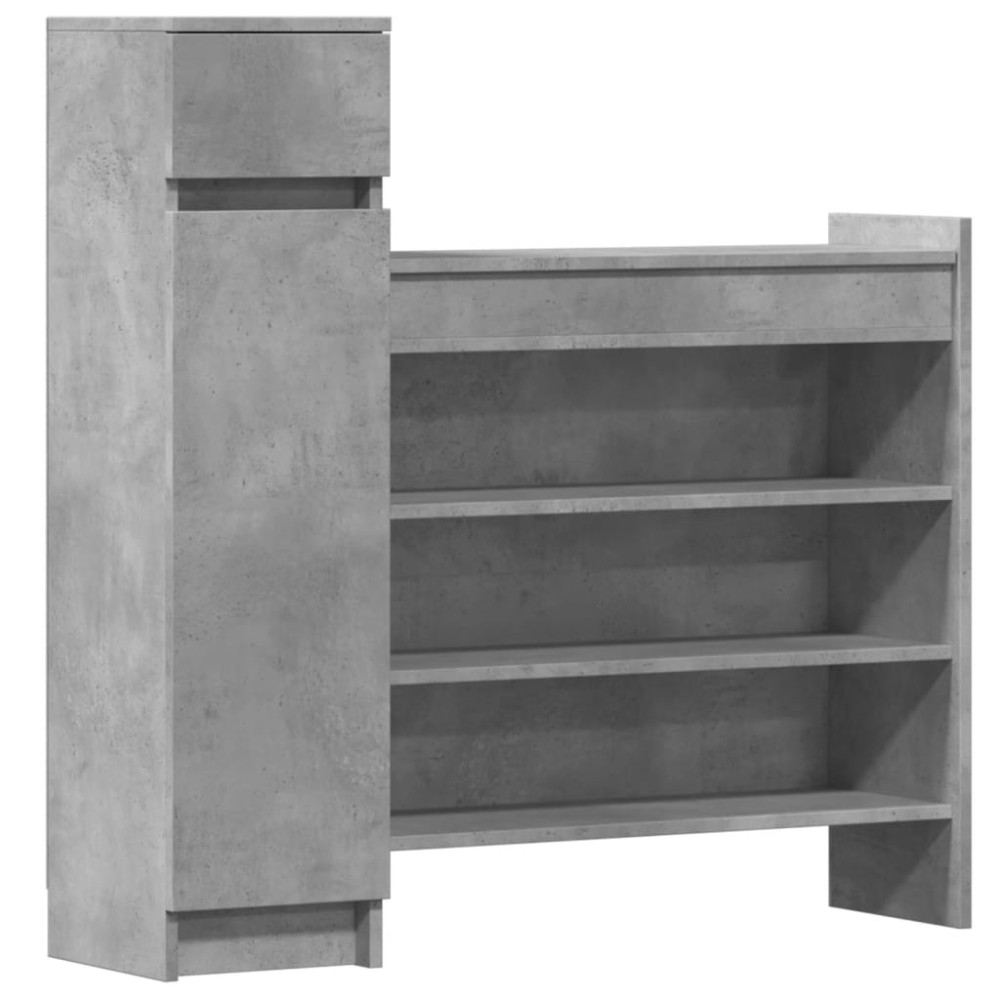 Produktbild för Skoskåp betonggrå 100,5x28x100 cm konstruerat trä