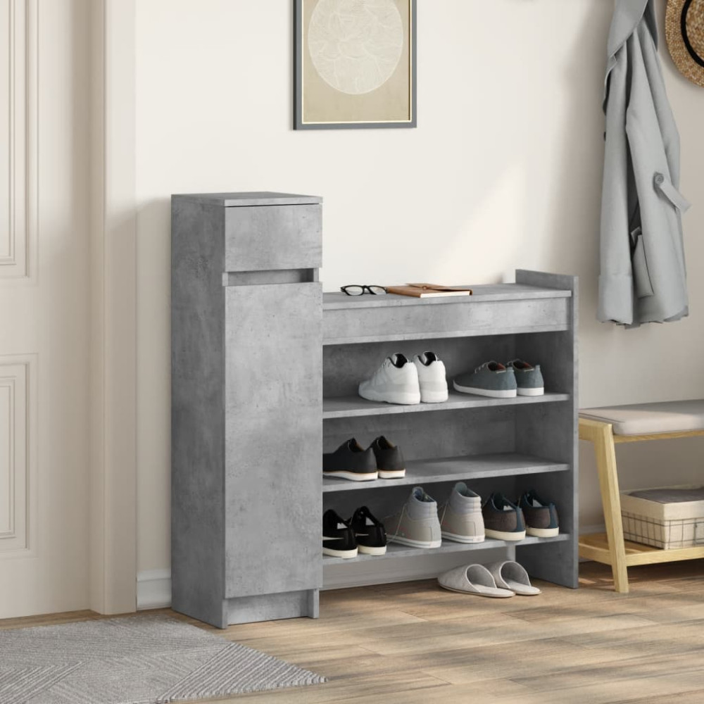 Produktbild för Skoskåp betonggrå 100,5x28x100 cm konstruerat trä