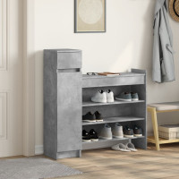 Produktbild för Skoskåp betonggrå 100,5x28x100 cm konstruerat trä