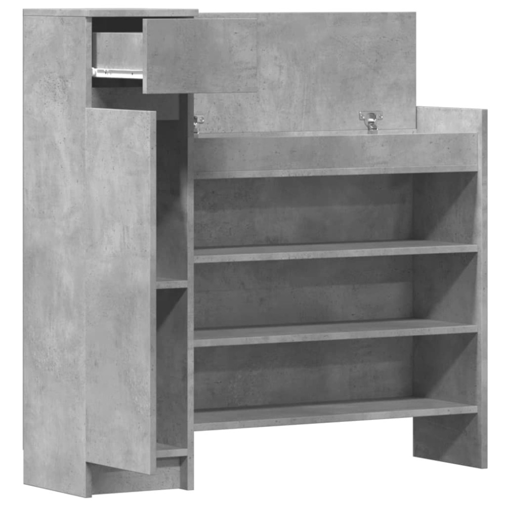 Produktbild för Skoskåp betonggrå 100,5x28x100 cm konstruerat trä