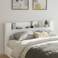 Produktbild för Sänggavel med LED vit 200x16,5x103,5 cm