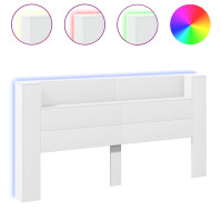 Produktbild för Sänggavel med LED vit 200x16,5x103,5 cm