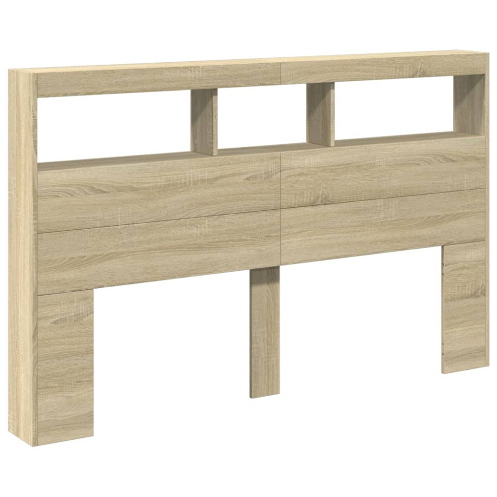 Produktbild för Sänggavel med LED sonoma-ek 160x17x102 cm