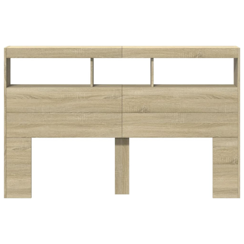 Produktbild för Sänggavel med LED sonoma-ek 160x17x102 cm