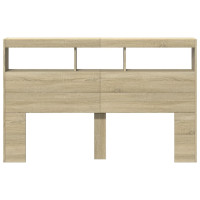 Produktbild för Sänggavel med LED sonoma-ek 160x17x102 cm