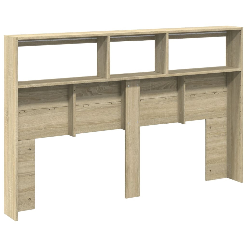 Produktbild för Sänggavel med LED sonoma-ek 160x17x102 cm