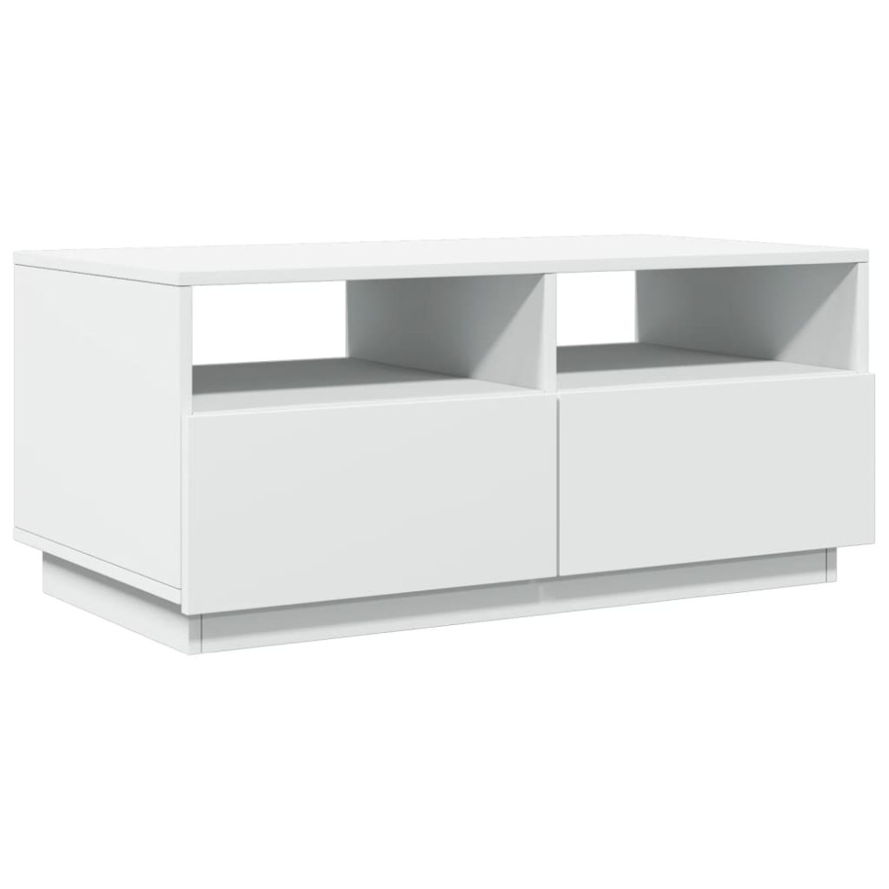 Produktbild för Soffbord med LED vit 90x49x40 cm