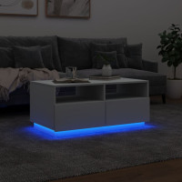 Produktbild för Soffbord med LED vit 90x49x40 cm