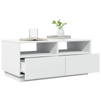 Produktbild för Soffbord med LED vit 90x49x40 cm